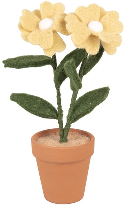 Clayre & Eef Decoratie Bloem 8x8x26 cm Geel Textiel
