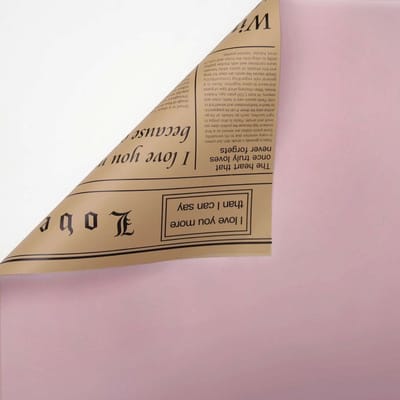 Folie Florale - Gazetstijl - Pioenenroze + Crème - 58x58 cm - 20 vellen