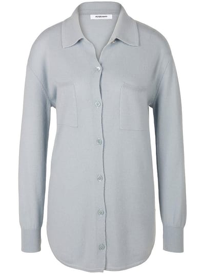 Gebreid shirt polokraag Van Peter Hahn blauw