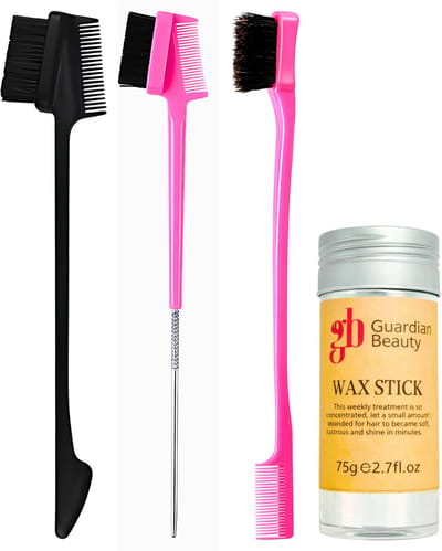 Guardian Beauty Edge Control Borstel en Kamset + Waxstick - Haarstylingtools voor Randjes en Gladstrijken