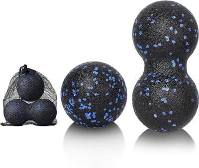Massage Ball Set - 2 Stuks, Foam Roller en Peanut Ball voor Spierontspanning, Verlichting van Spanning in Lichaam en Voeten met Opbergtas