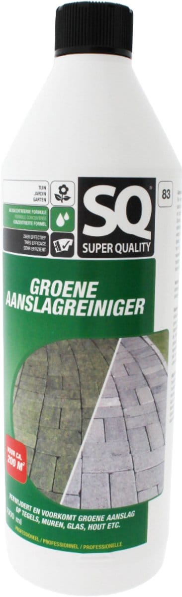 SQ Groene Aanslagreiniger 1000ml – Effectieve Terrasreiniger Groenaanslag | Groene Aanslag Verwijderaar voor Terras, Muur & Tuin - 1L voor 200m²