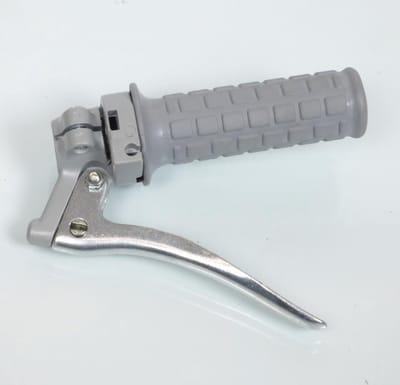 grijs vintage gashendel + hendel en kabelstop voor bromfiets