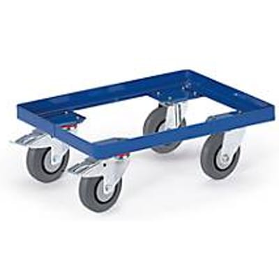 Transportsystemen voor rolwagens Verrijdbaar frame voor Eurokratten, tot 250 kg, massief rubberen wielen, L 820 x B 620 x H 170 mm, staal, gentiaanblauw RAL 5010