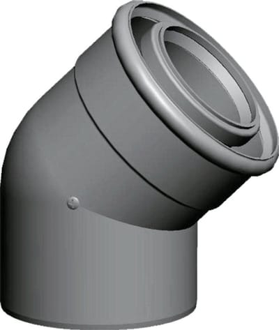 Wolf Rookgasbocht DN80/125 concentrisch 2 stuks, 45 graden, van PP, 2651472
