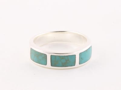 Zilveren ring met groene turkoois - maat 17.5