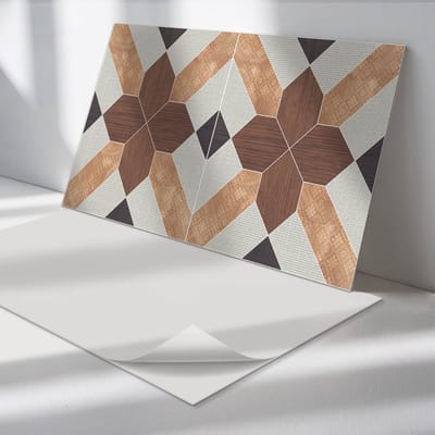 Wallfluent Vinyl Wandpaneel - Geometrisch patroon met motief PVC Muurpaneel - 100 cm x 50 cm - Bruin PVC wandpaneel - 1 stuk - Rechthoekig Wandbekleding Vinyl - Texturen Wandpaneel - Zelfklevende Wandbekleding - Wandpaneel Keuken en Badkamer