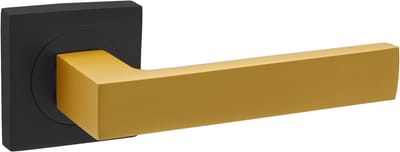 DOMINO QUBIK-QR - Deurkrukset Binnendeur - Zwart Goud Mat - Vierkant Rozet - Aluminium Deurbeslag - Klink Set