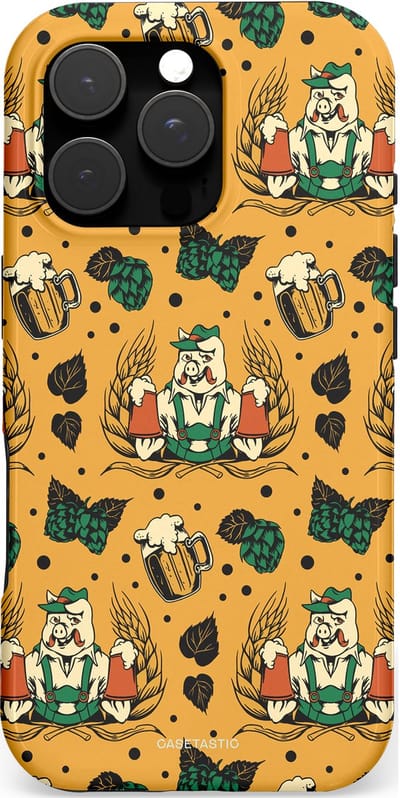 Casetastic hoesje geschikt voor Apple iPhone 16 Pro - MagSafe - Dubbellaagse bescherming - Oktoberpret - Fashion Case - Goud Taupe Donkergroen Donkergrijs