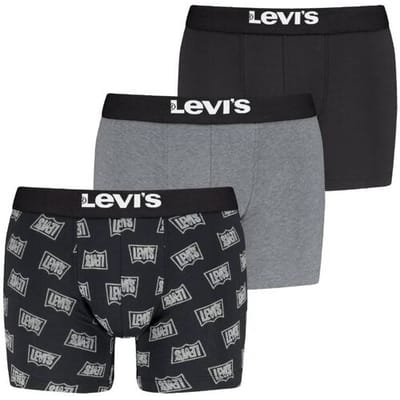 Levi's heren giftbox 3P boxers western logo zwart & grijs