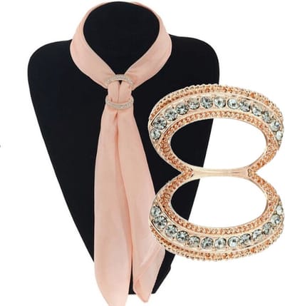 Fako Bijoux® - Sjaalklem - Sjaal Klem - Sjaal Ring - Oval Eight Strass - 31x36mm - Goudkleurig