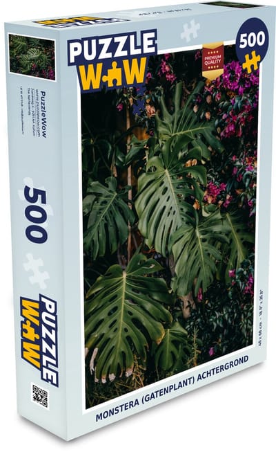 Puzzel Monstera (gatenplant) achtergrond - Legpuzzel - Puzzel 500 stukjes