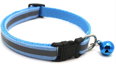 Kattenhalsband met belletje - Reflecterend - Verstelbaar - 19 / 32 cm - Kattenbandje - Halsband kat - Cat - Kitten - Katten halsband - Licht blauw