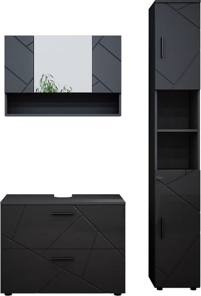 Vicco Irma Badkamermeubel set – 3 delen, met onderkast 80 cm Antraciet Hoogglans