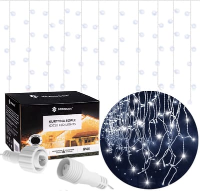 Springos - Ijspegel - Kerstverlichting Buiten - 12 m + 2.5 m Snoer - Connectable - Inclusief Afstandsbediening - 300 LED - Koel Wit