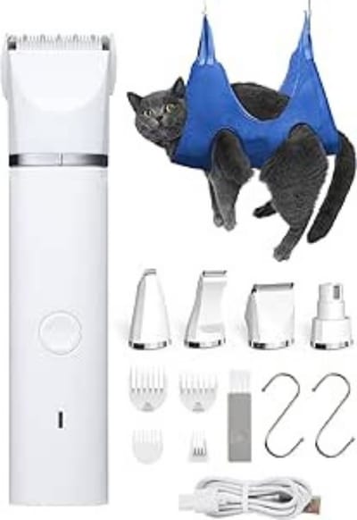 2-in-1 Hondenschaar En Verzorgingsset – Stille Professionele Scheermachine Voor Honden En Katten Met Accessoires voor Poten - Ogen - Oren en Gezicht (S)