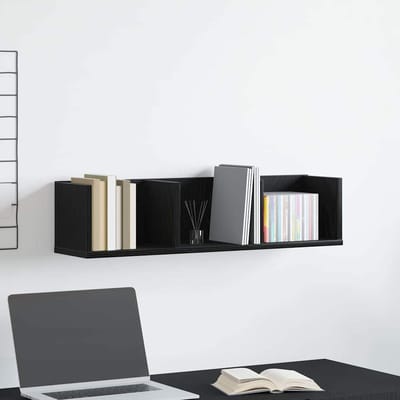 vidaXL - Wandplank - Muurmontage - Zwart - Eiken - 75 - x - 18 - x - 18 - cm - Bewerkt - hout