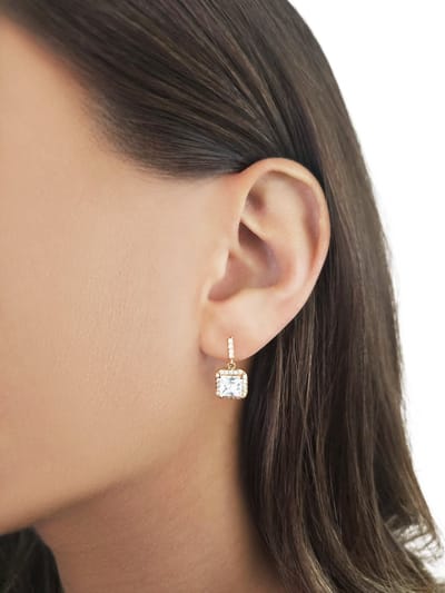 CHIVAL Oorbellen Dames – Goudkleurig – Vierkant – Zirkonia – Oorsteker – Minimalistisch