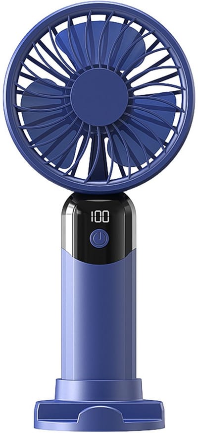 VHV-Mini Handventilator Zwart - 6 Snelheden Turbo Fan met Turbine Motor - Oplaadbare Draagbare Ventilator met Afneembare Basis - Stille Persoonlijke Koeling voor Bureau Reizen en Thuis