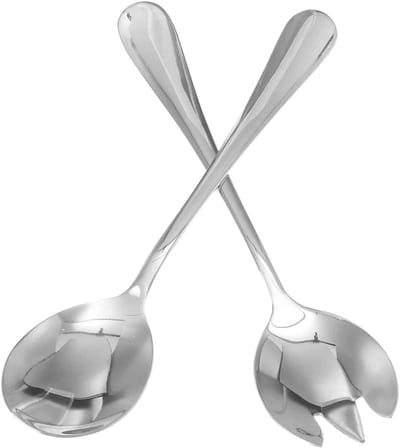 Dailygoods- Salade-serveerset - Set van 2 - Roestvrijstalen Opscheplepel - Saladevork - Vaatwasmachinebestendig - Hoogwaardig Materiaal - Serveerlepel