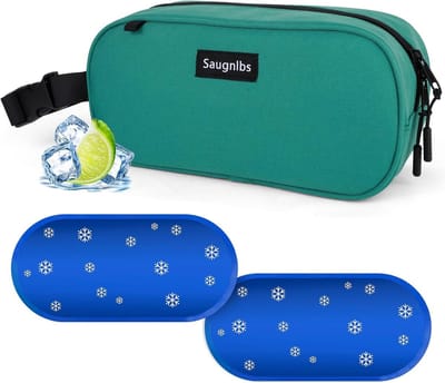 Kleine Geïsoleerde Koeltas - Groen - 25,4 cm x 10,2 cm x 12,7 cm - Bevriesbare Lunchtas met Ingebouwd Ijsblok - Voor Volwassenen