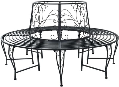 vidaXL - Boom - Bank - 8-Aantal - zitplaatsen - Ø - 160 - x - 89 - cm - Staal - Zwart - Rond