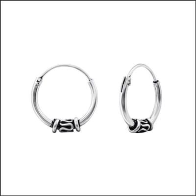 Aramat Jewels | Oorringen | 925 Zilveren Bali Oorringen Geoxideerd - Etnisch Design | 12mm / Helmond | |2mm | Zilver | Kinderen, Volwassenen | Verkleurd niet