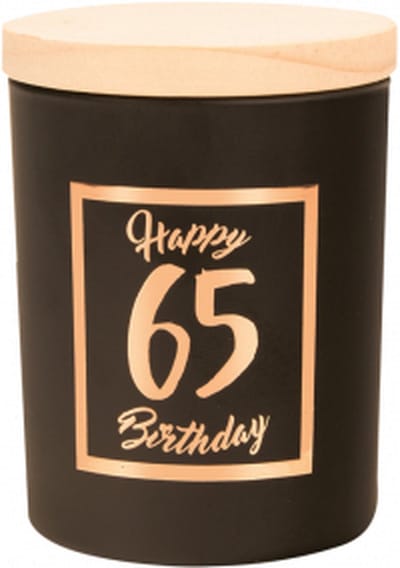 Geurkaars - Black/Rose - Happy Birthday - 65 jaar - In cadeauverpakking