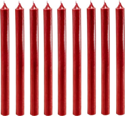 Luxe lange mooie kwaliteits dinerkaarsen 2.1 x 28 cm | Donker Rood | 18 stuks | 10 branduren