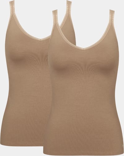 Sloggi Women GO Shirt 01 (2-pack) - dames singlet - bruin - Maat: XS