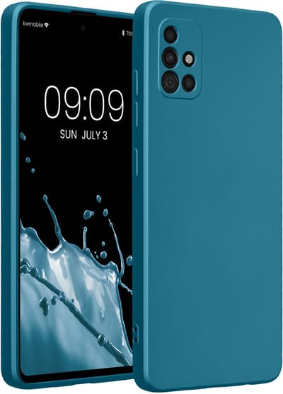 kwmobile metallic telefoonhoesje van TPU - geschikt voor Samsung Galaxy A51 - Flexible case voor smartphone - In Metallic carabisch blauw