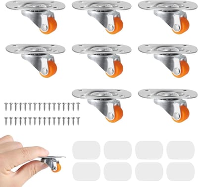 Kleine Meubelwielen - Draaibare Wielen Set - Meubels Verplaatsen - 360 Graden Draaibaar - 8 Stuks - Oranje