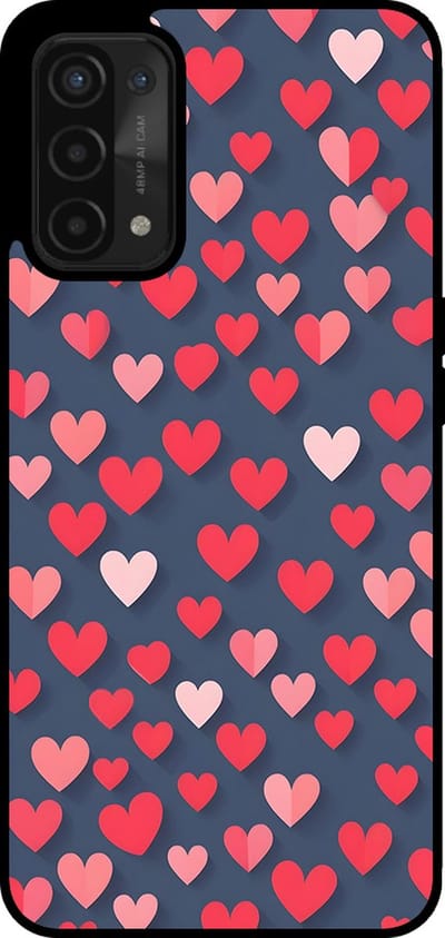Smartphonica Telefoonhoesje Geschikt voor Oppo A54 5G / A74 5G / A93 5G met Roze en Rode Hartjes Opdruk - TPU Backcover Case With Rosé and Red Heart Design geschikt voor Oppo A54 5G;Oppo A74 5G;Oppo A93 5G