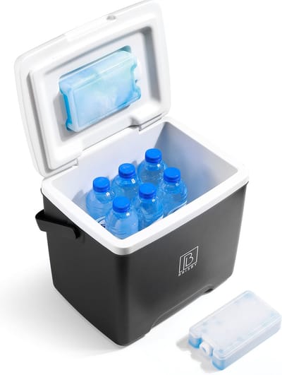 Brisby Koelbox - Frigobox - 13L - Zwart - Tot maximaal 40 uur isolatie - Incl. 2 dikke koelelementen van 450ml - Temperatuur veilige sluiting - Nieuw ontwerp met koelelement vergrendeld in deksel