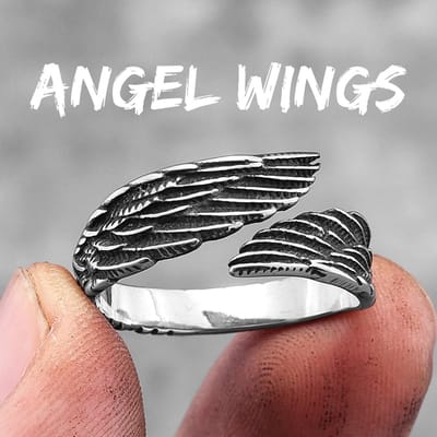 Roestvrij Staal Mannen Ringen Engelenvleugels Punk Eenvoudig Trendy voor Vrouwen Biker Mode Sieraden Halloween Creativiteit Cadeau 9 black