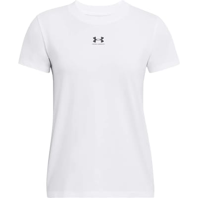 Under Armour UA Rival Core SS-WHT Dames Sportshirt - Wit - Zwart