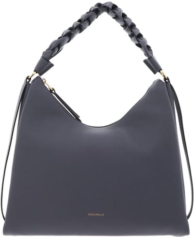 COCCINELLE Leren schoudertas Boheme Grana Double Shoulder Bag Stove / Midn. Blue blauwgrijs