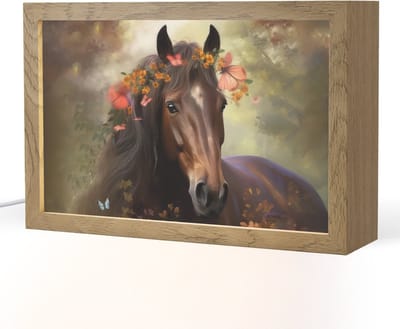 Nachtlampje 30x20 cm - Kinder lampje - Paard - Dieren - Bloemen - Bos - Vlinder - Tafellamp kinderkamer - Slaapkamer lamp - Bedlamp kinderen - Kinderlampje stopcontact - Wandlamp babykamer - Nachtlampjes