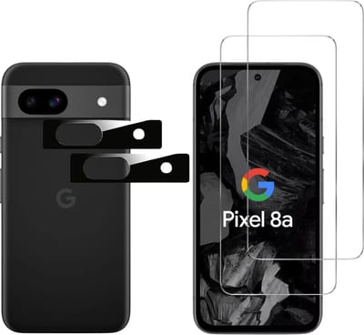 Screenprotector geschikt voor Google Pixel 8A - 2 stuks Beschermglas van glas Transparante glazen schermbeschermfolie + 2 stuks Camera Protector