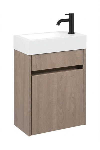 Saqu Florence fonteinmeubel toffee incl. fontein en mat zwarte kraan rechts