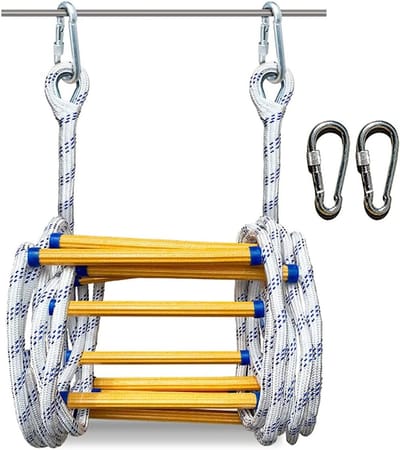 Touwladder - Veiligheidsladder Noodladder - Snelle Evacuatie - Brandvertragend Materiaal - 5 Meter Lengte - Wit
