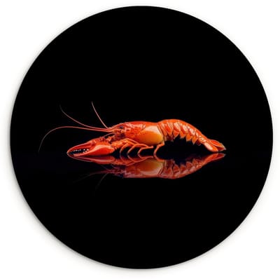 WallCircle® Wandcirkel 120x120 cm - Muurcirkel Kreeft - Oranje - Zwart - Opvallend - Muurdecoratie woonkamer - Wanddecoratie slaapkamer - Kamer decoratie accessoires - Ronde schilderijen XXL