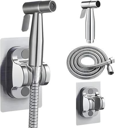 Toilet Douche Set - Bidet Sprayer - Hygiënisch Reinigen - Installatie Zonder Boren - 1.5 Meter Slang - Zilver