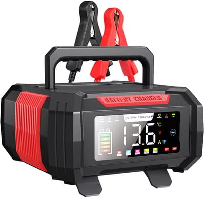 EAFC 15A - Nieuwste Auto Acculader Kleurenscherm - Handheld Verborgen Draad - 12V/24V Lader - Loodzuur - LifePO4 Universele Lader
