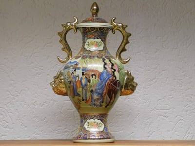 Vintage Vaas - 50 cm - Satsuma-stijl - Handgeschilderd porselein