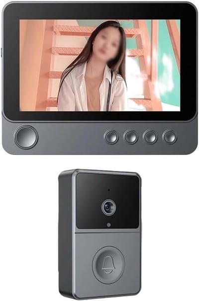Draadloze Videodeurbel - Deurbel Met Camera - Huisbeveiliging Thuis - Twee Weg Audio - 4.3 Inch Scherm - Grijs