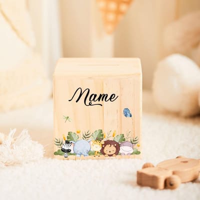 Spaarpot voor kinderen Houten spaarpot voor kinderen met naam Spaarpot op maat Doopcadeau Babyshowercadeau