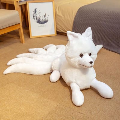 Fee Figuur Negen Staarten Vos Pluche Speelgoed Knuffeldier Negenstaartige Rode Kitsune Poppen Creatief Cadeau Levensgetrouwe Vos Dieren Decor Speelgoed 32X63cm