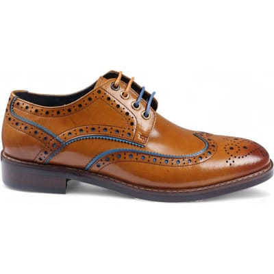 Justin Reess Heren Bruine Brogue Leren Klassieke Dress Schoenen - Simon