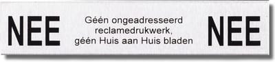 "RVS look bordje Nee Nee brievenbus sticker Nee-Nee sticker Geen reclame "Nee Nee bordje de tekst is gezeefdrukt"